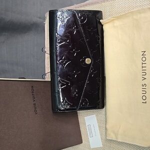 Louis Vuitton Envelope Black Patent Leather Wallet